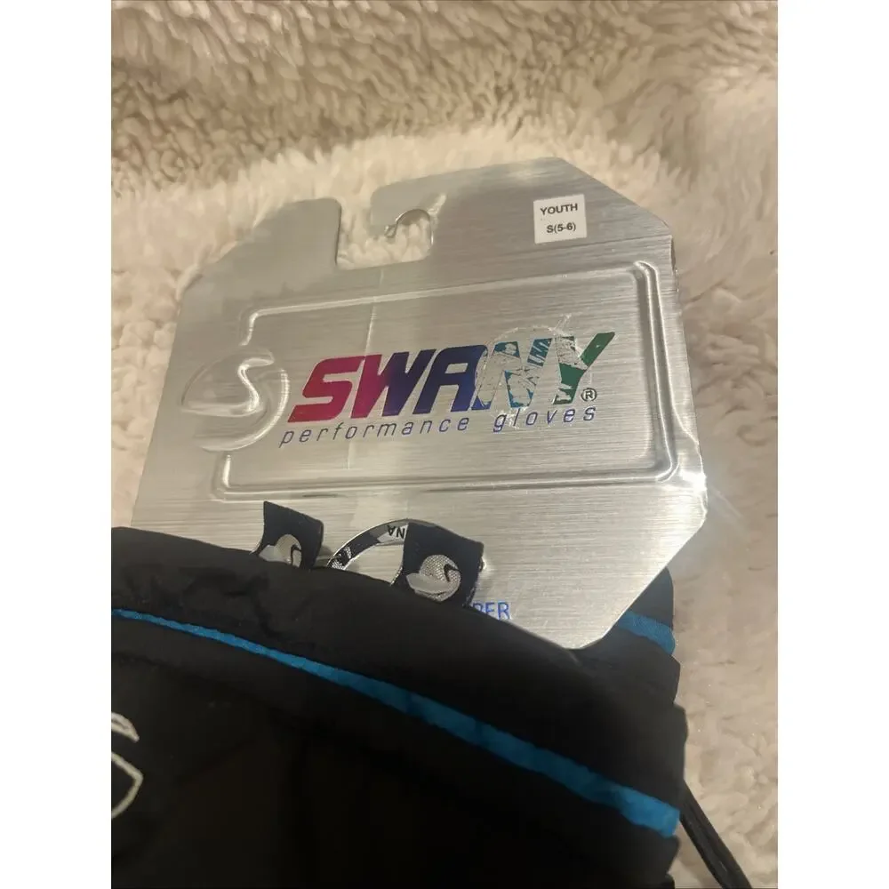 Swanny NWT Youth Small 5-6 Blue Performance Snow Gloves Skiing Snowboarding.